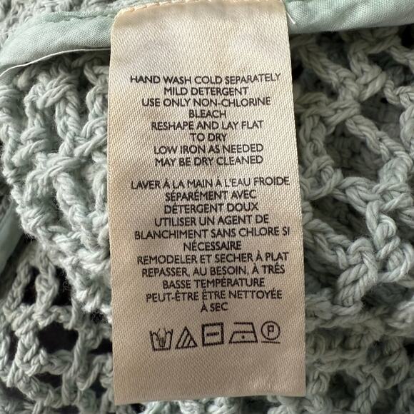 Free People crochet top collard button-front knit cotton XS boho preppy - Picture 7 of 8